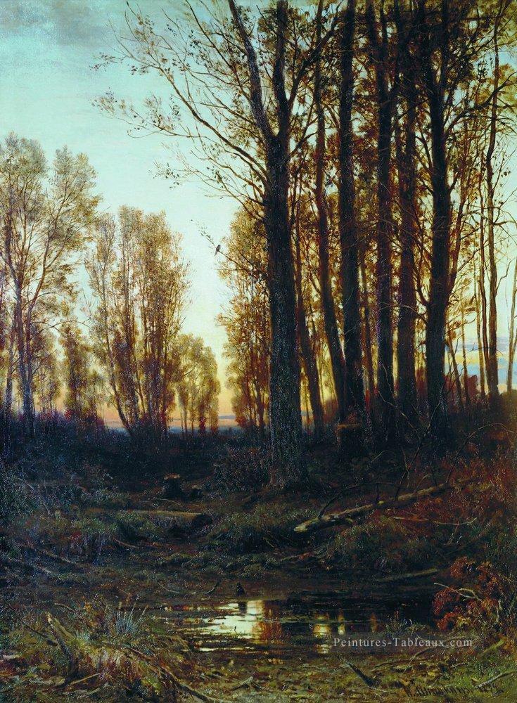 crépuscule après coucher du soleil 1874 paysage classique Ivan Ivanovitch Peintures à l'huile
